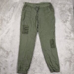 NWT On the Road Distressed Joggers Olive Green Casual Pants Comfy Size‎ M